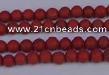 CRO940 15.5 inches 4mm round matte red jasper beads wholesale