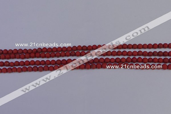 CRO940 15.5 inches 4mm round matte red jasper beads wholesale