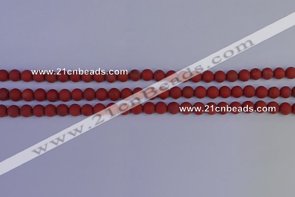 CRO941 15.5 inches 6mm round matte red jasper beads wholesale