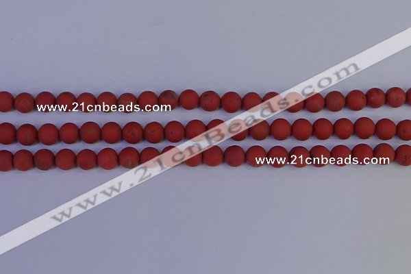 CRO942 15.5 inches 8mm round matte red jasper beads wholesale