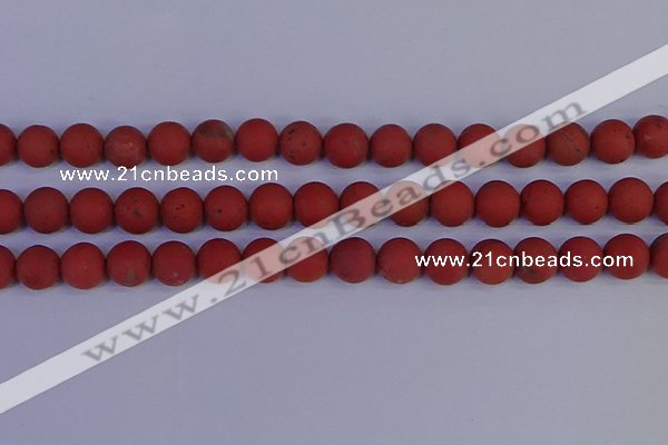 CRO945 15.5 inches 14mm round matte red jasper beads wholesale