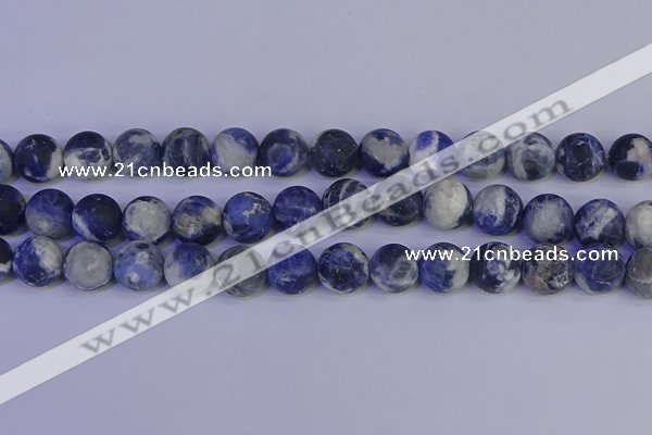 CRO955 15.5 inches 14mm round matte sodalite beads wholesale