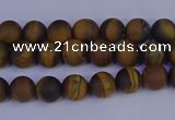 CRO960 15.5 inches 4mm round matte yellow tiger eye beads wholesale