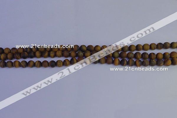 CRO960 15.5 inches 4mm round matte yellow tiger eye beads wholesale