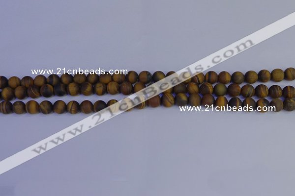 CRO961 15.5 inches 6mm round matte yellow tiger eye beads wholesale