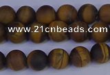 CRO962 15.5 inches 8mm round matte yellow tiger eye beads wholesale