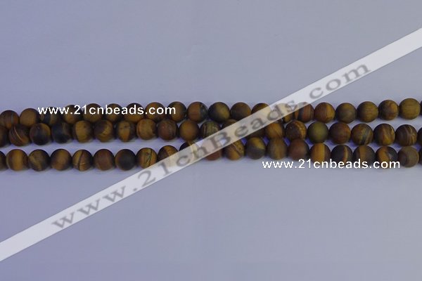 CRO962 15.5 inches 8mm round matte yellow tiger eye beads wholesale