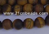 CRO963 15.5 inches 10mm round matte yellow tiger eye beads wholesale