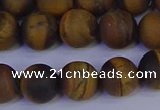 CRO964 15.5 inches 12mm round matte yellow tiger eye beads wholesale