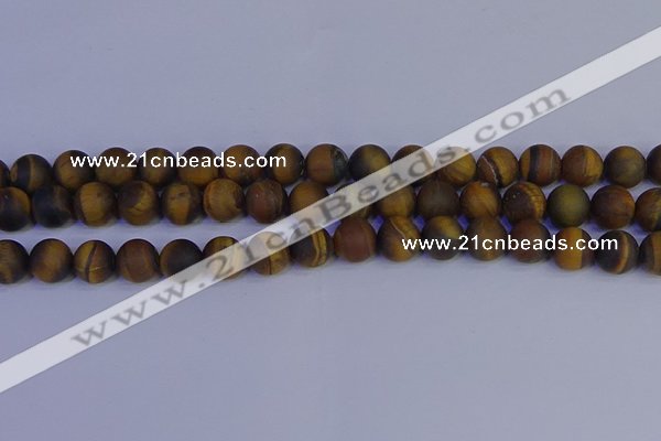 CRO964 15.5 inches 12mm round matte yellow tiger eye beads wholesale