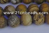 CRO973 15.5 inches 10mm round matte picture jasper beads wholesale