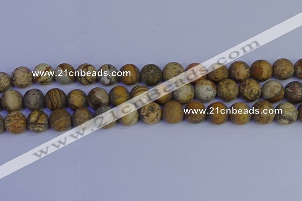 CRO974 15.5 inches 12mm round matte picture jasper beads wholesale