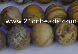 CRO975 15.5 inches 14mm round matte picture jasper beads wholesale