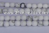 CRO980 15.5 inches 4mm round matte white howlite beads wholesale