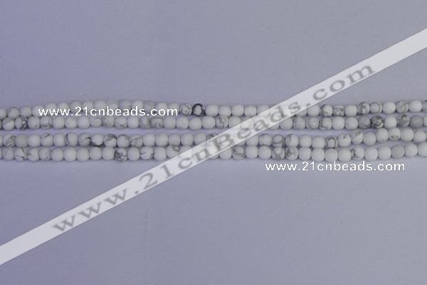 CRO980 15.5 inches 4mm round matte white howlite beads wholesale