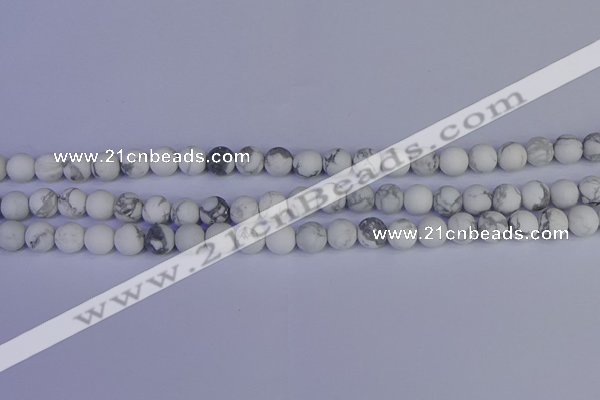 CRO982 15.5 inches 8mm round matte white howlite beads wholesale