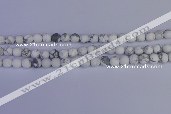 CRO983 15.5 inches 10mm round matte white howlite beads wholesale