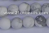 CRO984 15.5 inches 12mm round matte white howlite beads wholesale