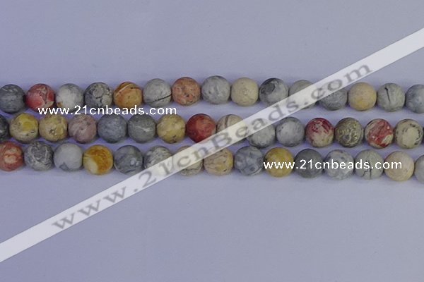 CRO995 15.5 inches 14mm round matte sky eye stone beads wholesale