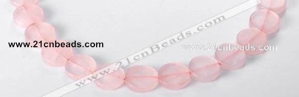 CRQ10 16mm coin A grade natural rose quartz beads Wholesale