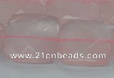 CRQ102 15.5 inches 25*25mm faceted square natural rose quartz beads