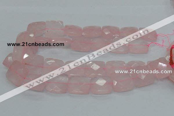 CRQ102 15.5 inches 25*25mm faceted square natural rose quartz beads