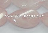 CRQ103 15.5 inches 30*40mm twisted teardrop natural rose quartz beads