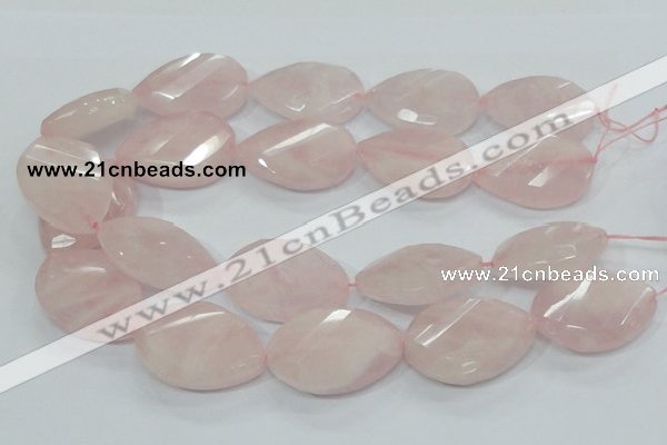 CRQ103 15.5 inches 30*40mm twisted teardrop natural rose quartz beads