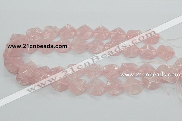 CRQ104 15.5 inches 20*20mm lotus shaped natural rose quartz beads