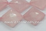 CRQ107 15.5 inches 20*20mm faceted diamond natural rose quartz beads