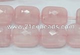 CRQ109 15.5 inches 20*20mm faceted square natural rose quartz beads