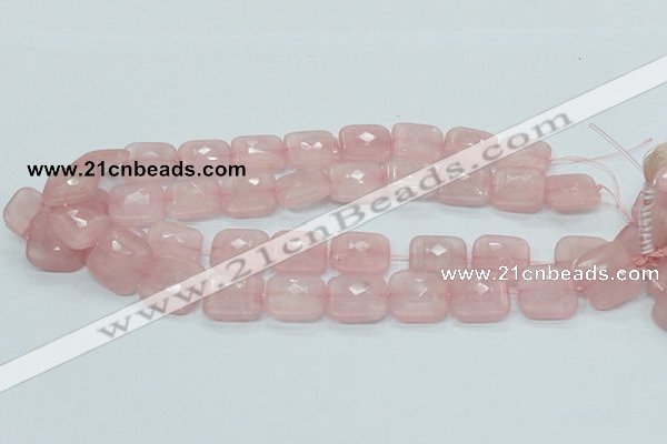 CRQ109 15.5 inches 20*20mm faceted square natural rose quartz beads