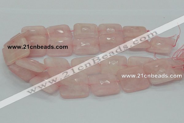 CRQ110 15.5 inches 30*30mm faceted square natural rose quartz beads