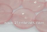 CRQ111 15.5 inches 30mm faceted coin natural rose quartz beads