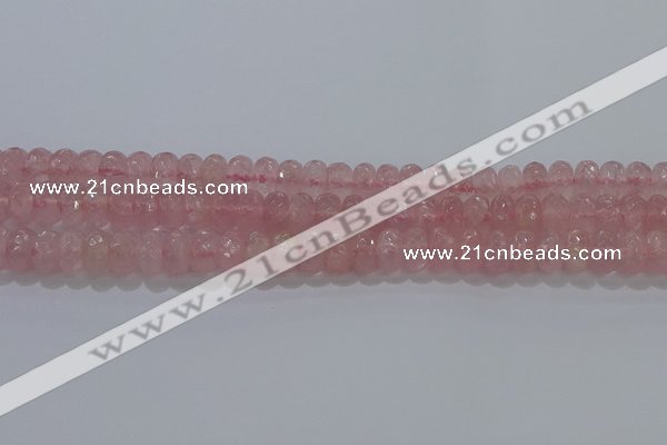 CRQ117 15.5 inches 6*10mm faceted rondelle rose quartz beads