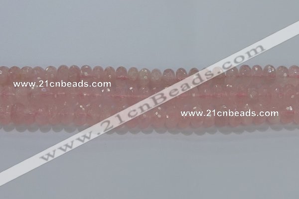 CRQ118 15.5 inches 7*12mm faceted rondelle rose quartz beads