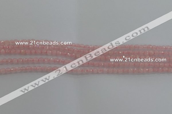 CRQ128 15.5 inches 4mm faceted round natural rose quartz beads