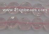 CRQ137 15.5 inches 10mm faceted coin natural rose quartz beads