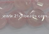 CRQ140 15.5 inches 18mm faceted coin natural rose quartz beads