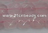 CRQ155 15.5 inches 12mm faceted square natural rose quartz beads