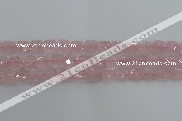 CRQ155 15.5 inches 12mm faceted square natural rose quartz beads