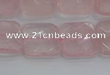 CRQ156 15.5 inches 15mm faceted square natural rose quartz beads