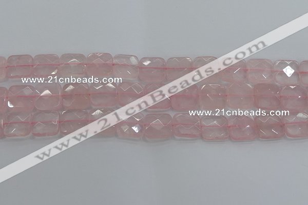 CRQ156 15.5 inches 15mm faceted square natural rose quartz beads