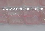 CRQ157 15.5 inches 18mm faceted square natural rose quartz beads