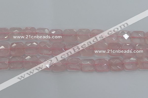 CRQ157 15.5 inches 18mm faceted square natural rose quartz beads