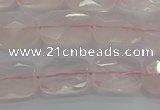 CRQ164 15.5 inches 10*14mm faceted rectangle natural rose quartz beads