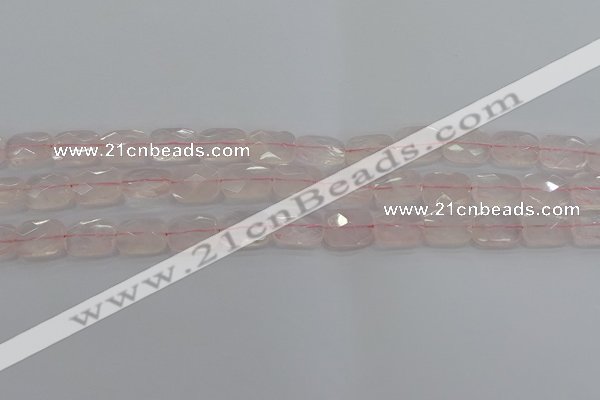 CRQ164 15.5 inches 10*14mm faceted rectangle natural rose quartz beads