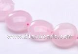 CRQ18 8*14mm flat round natural rose quartz beads wholesale