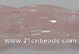 CRQ195 15.5 inches 10*30mm faceted rice natural rose quartz beads