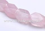 CRQ20 faceted brick shape natural rose quartz beads Wholesale